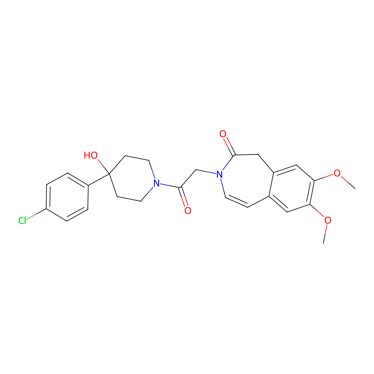 3-{2-[4-(4-chlorophenyl)-4-hydroxypiperidin-1-yl]-2-oxoethyl}-7,8-dimethoxy-1,3-dihydro-2H-3-benzazepin-2-one molecular structure, CAS 1574300-95-0