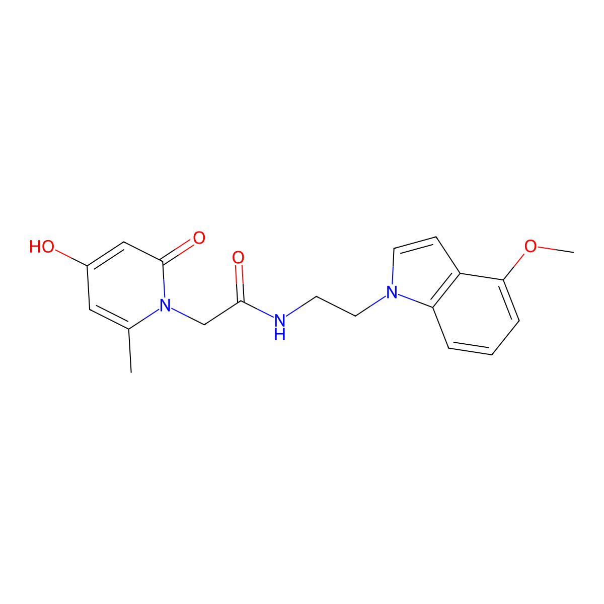 2-(4-hydroxy-6-methyl-2-oxopyridin-1(2H)-yl)-N-[2-(4-methoxy-1H-indol-1-yl)ethyl]acetamide molecular structure, CAS 1574300-96-1