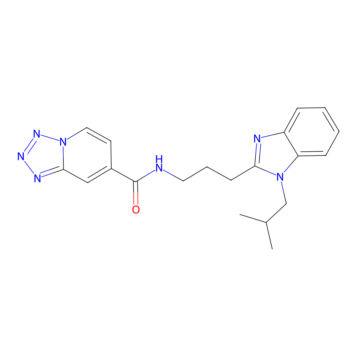 N-{3-[1-(2-methylpropyl)-1H-benzimidazol-2-yl]propyl}tetrazolo[1,5-a]pyridine-7-carboxamide molecular structure, CAS 1574301-15-7