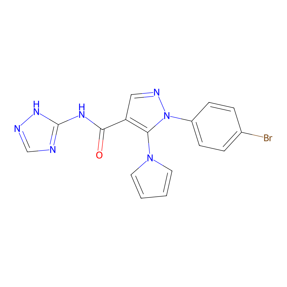 1-(4-bromophenyl)-5-(1H-pyrrol-1-yl)-N-(4H-1,2,4-triazol-3-yl)-1H-pyrazole-4-carboxamide molecular structure, CAS 1574301-17-9