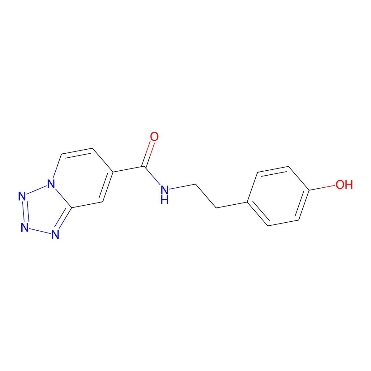 N-[2-(4-hydroxyphenyl)ethyl]tetrazolo[1,5-a]pyridine-7-carboxamide molecular structure, CAS 1574301-23-7