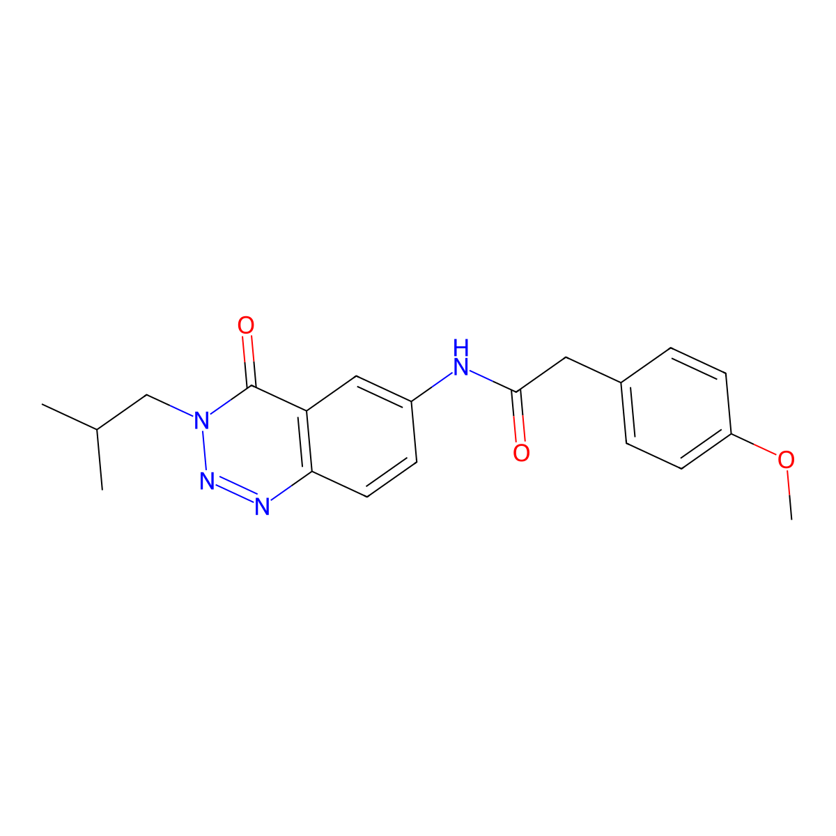 2-(4-methoxyphenyl)-N-[3-(2-methylpropyl)-4-oxo-3,4-dihydro-1,2,3-benzotriazin-6-yl]acetamide molecular structure, CAS 1574301-32-8