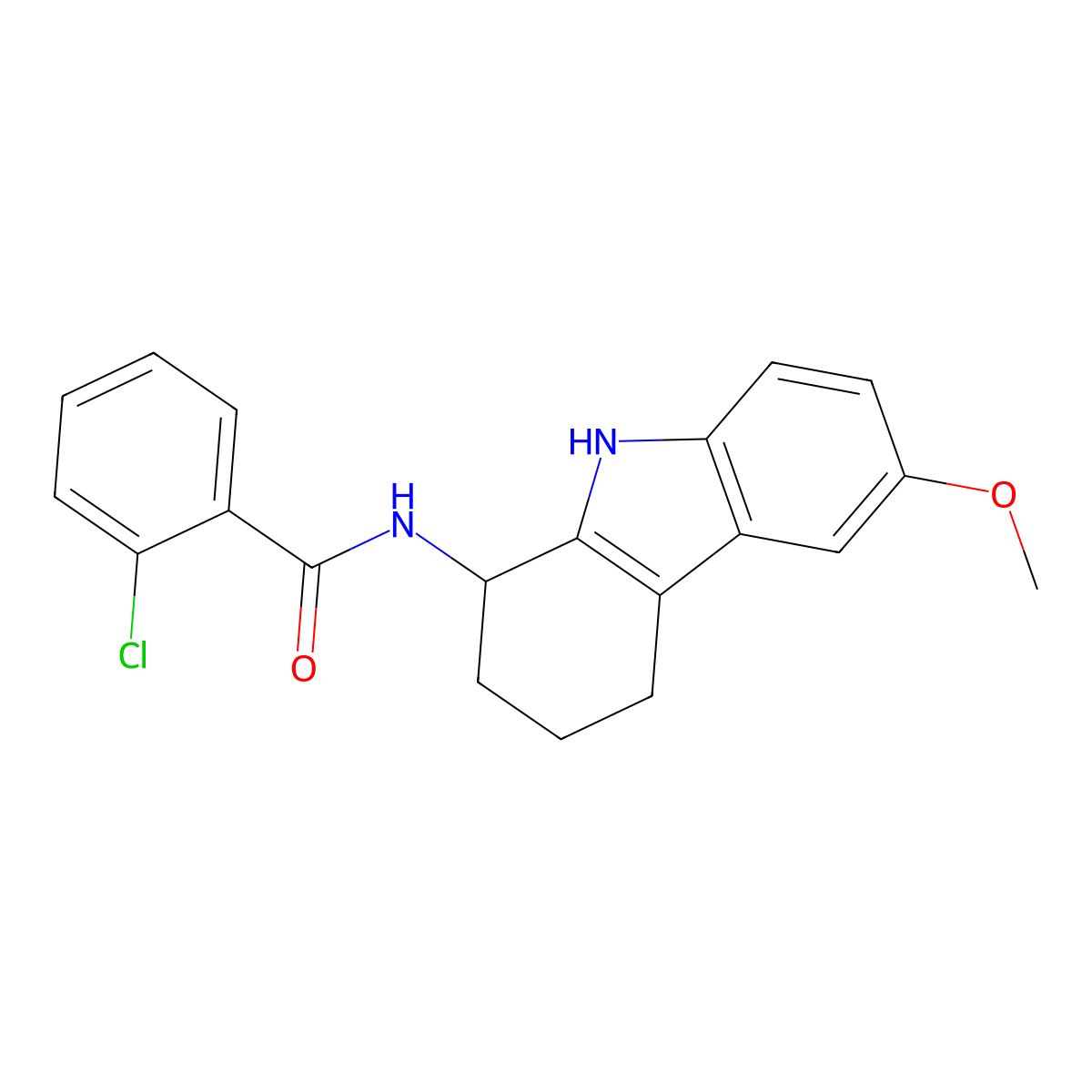 2-chloro-N-(6-methoxy-2,3,4,9-tetrahydro-1H-carbazol-1-yl)benzamide molecular structure, CAS 1574301-39-5