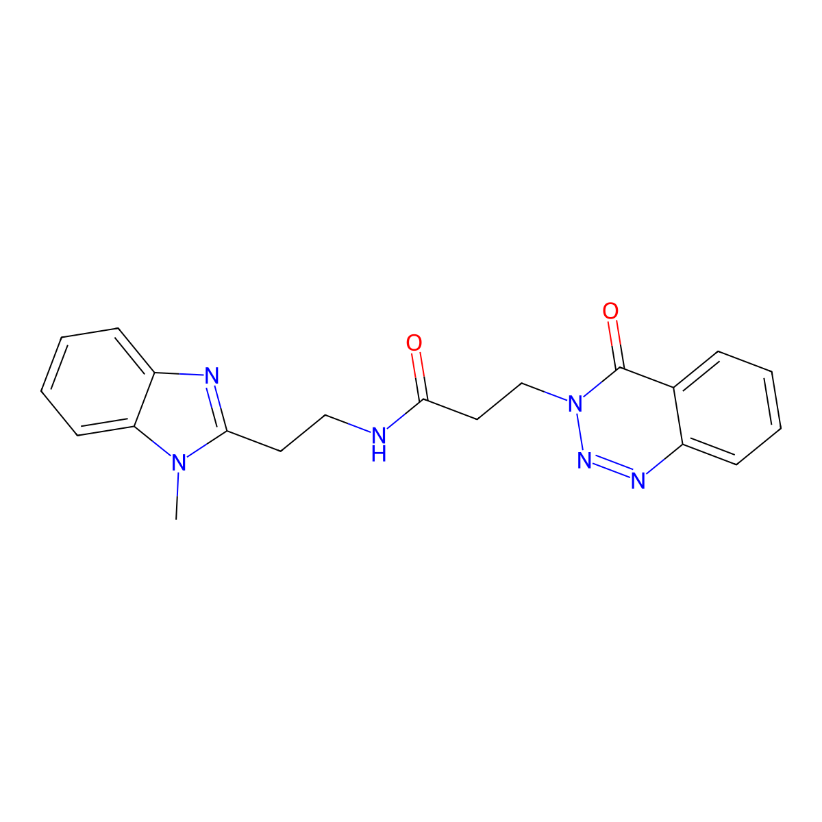 N-[2-(1-methyl-1H-benzimidazol-2-yl)ethyl]-3-(4-oxo-1,2,3-benzotriazin-3(4H)-yl)propanamide molecular structure, CAS 1574301-42-0
