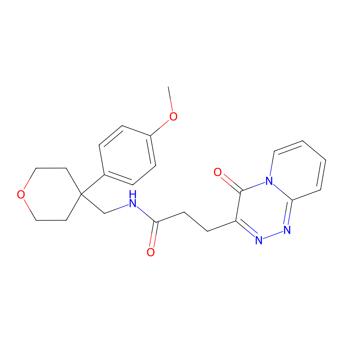 N-{[4-(4-methoxyphenyl)tetrahydro-2H-pyran-4-yl]methyl}-3-(4-oxo-4H-pyrido[2,1-c][1,2,4]triazin-3-yl)propanamide molecular structure, CAS 1574301-45-3