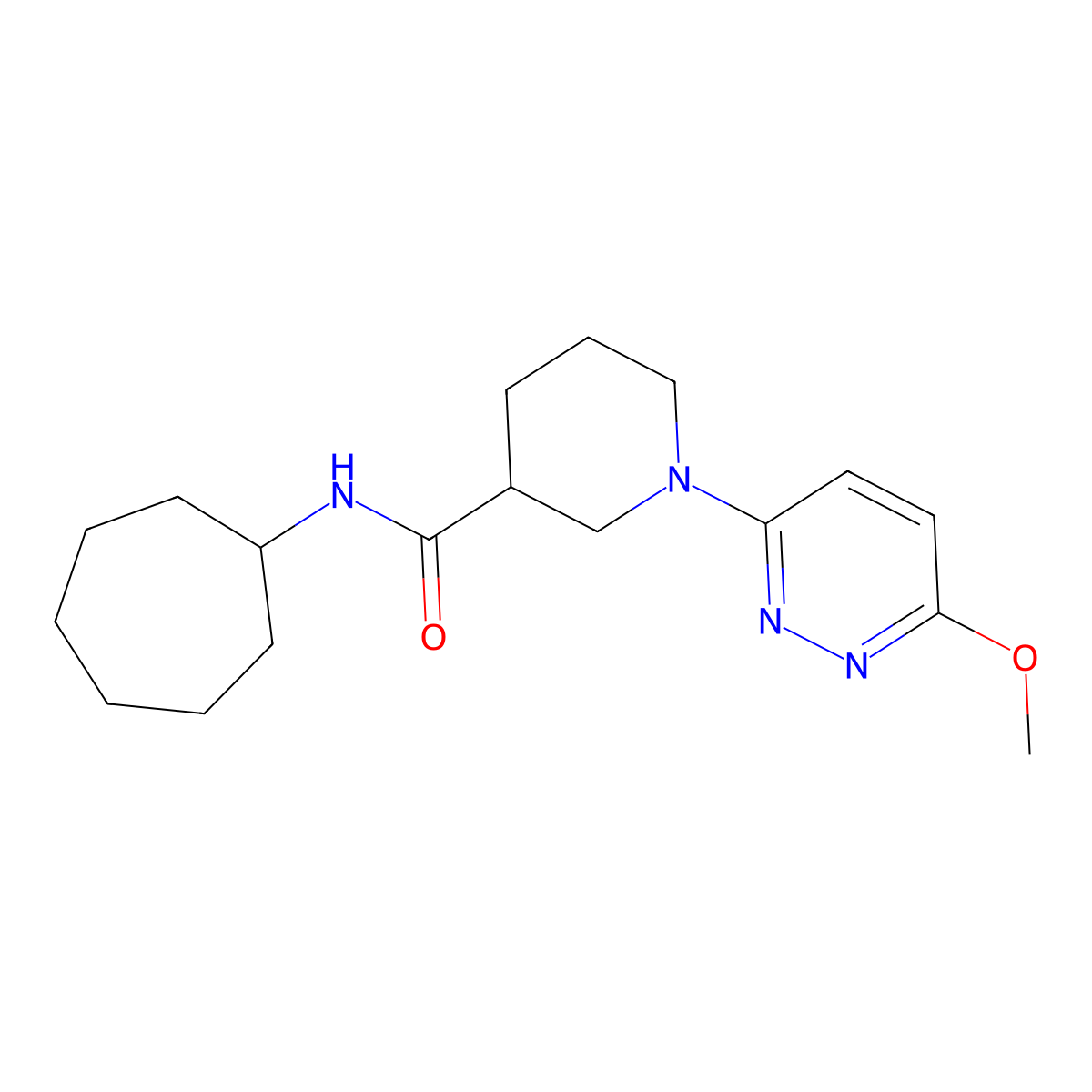 N-cycloheptyl-1-(6-methoxypyridazin-3-yl)piperidine-3-carboxamide molecular structure, CAS 1574301-47-5