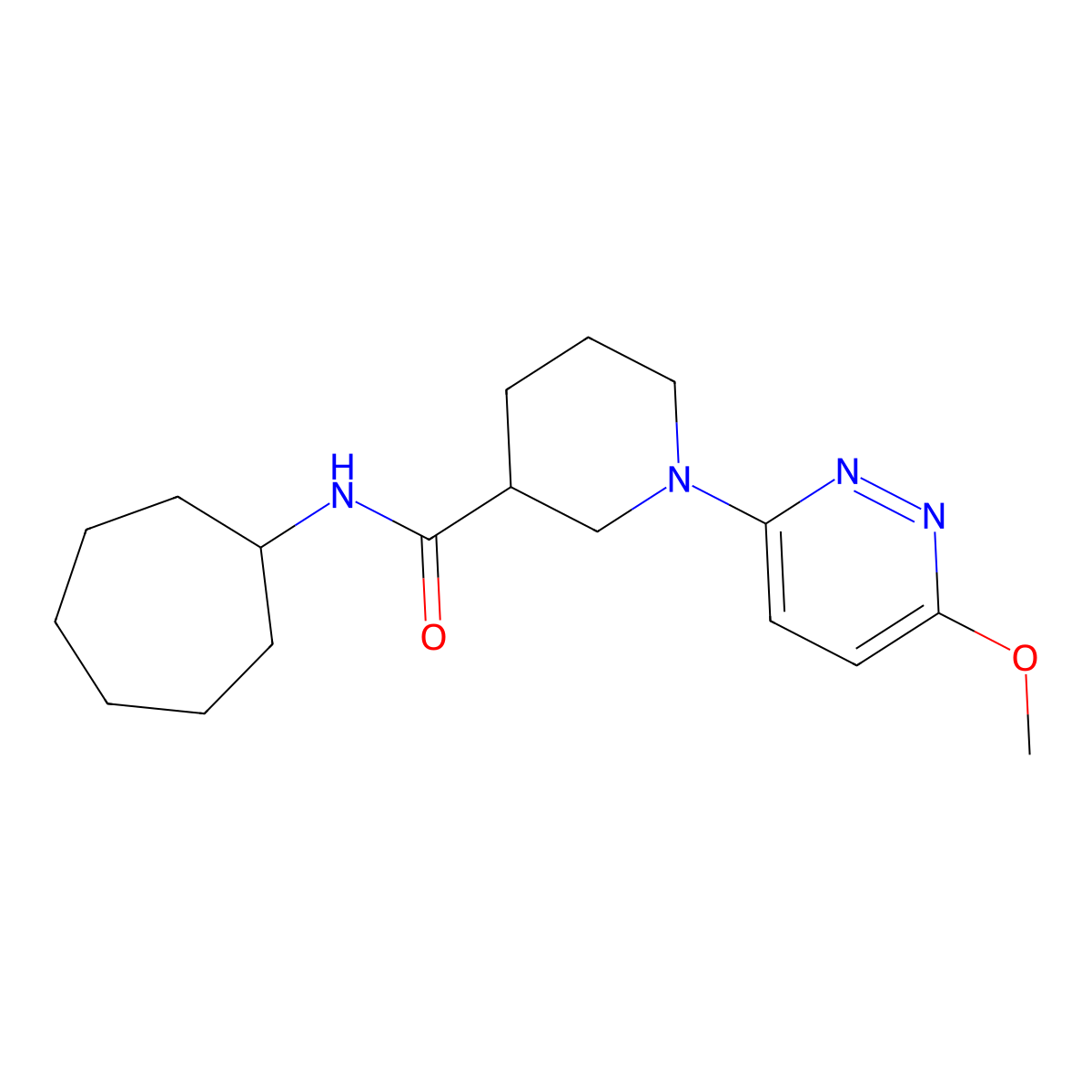 N-cycloheptyl-1-(6-methoxypyridazin-3-yl)piperidine-3-carboxamide molecular structure, CAS 1574301-47-5
