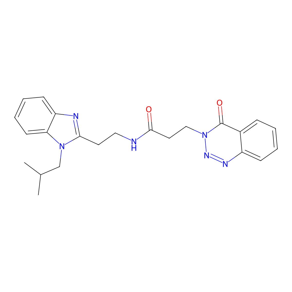 N-{2-[1-(2-methylpropyl)-1H-benzimidazol-2-yl]ethyl}-3-(4-oxo-1,2,3-benzotriazin-3(4H)-yl)propanamide molecular structure, CAS 1574301-82-8