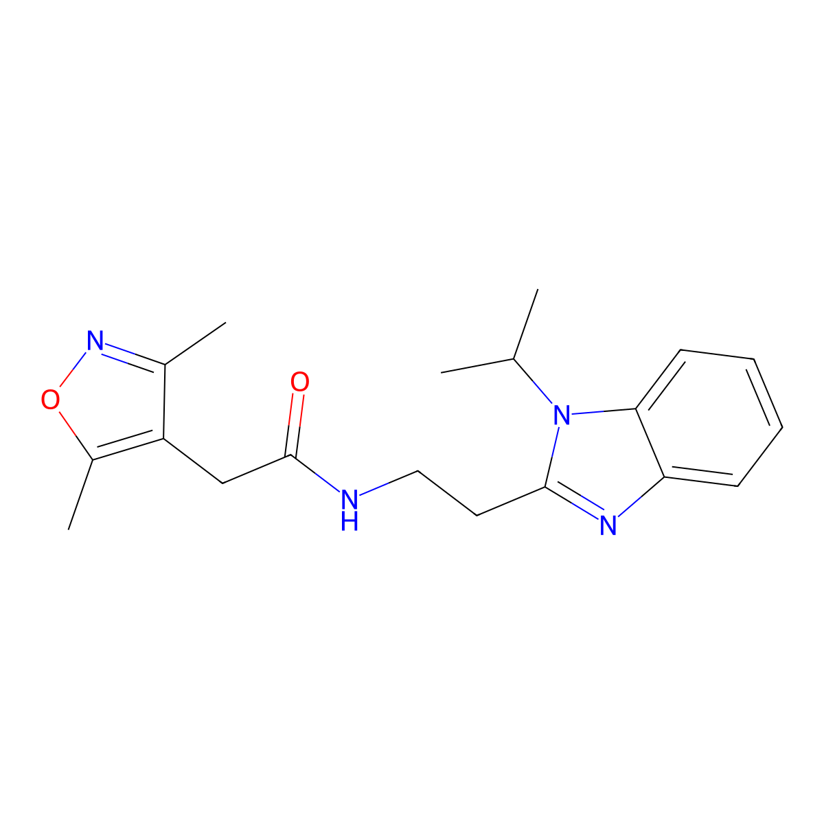 2-(3,5-dimethyl-4-isoxazolyl)-N-[2-(1-isopropyl-1H-1,3-benzimidazol-2-yl)ethyl]acetamide molecular structure, CAS 1574301-91-9