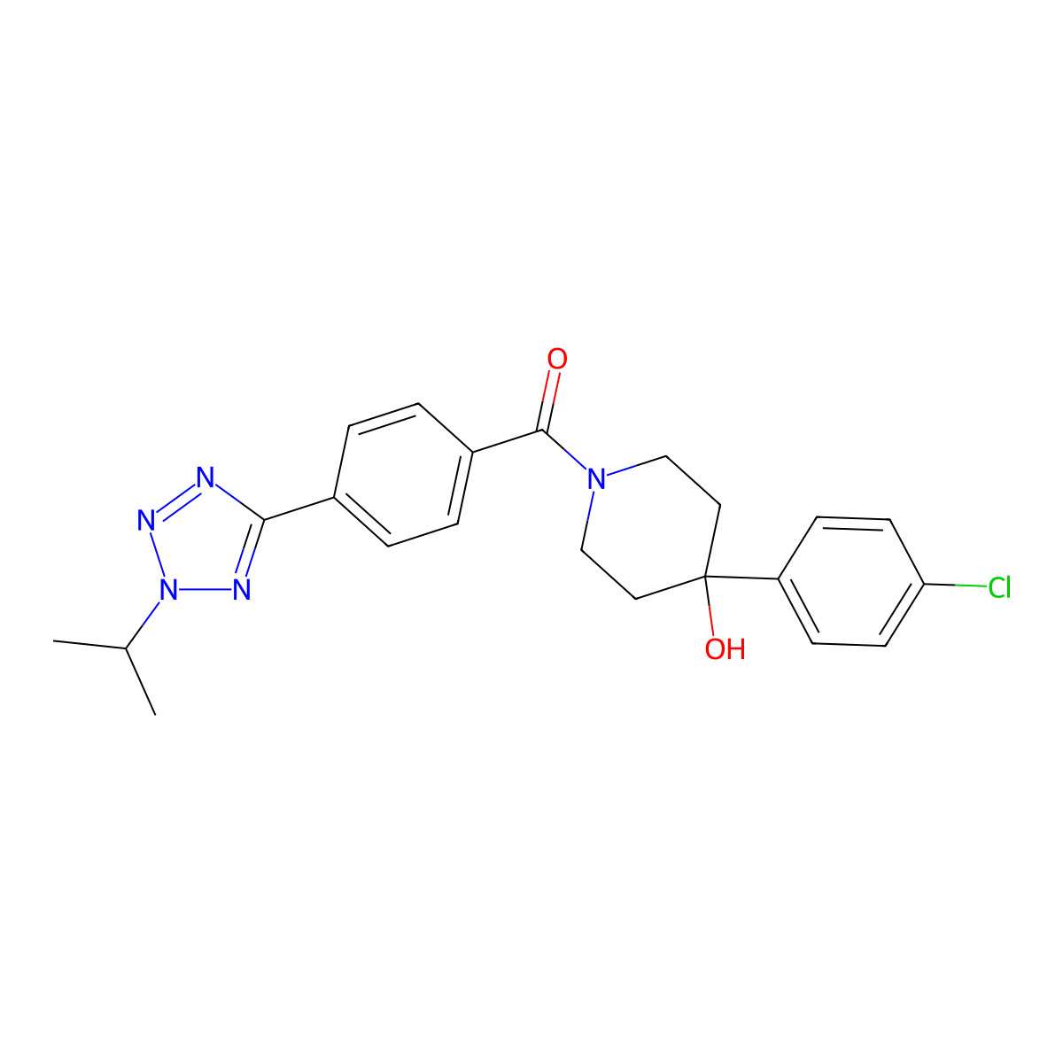 [4-(4-chlorophenyl)-4-hydroxypiperidin-1-yl]{4-[2-(propan-2-yl)-2H-tetrazol-5-yl]phenyl}methanone molecular structure, CAS 1574301-94-2