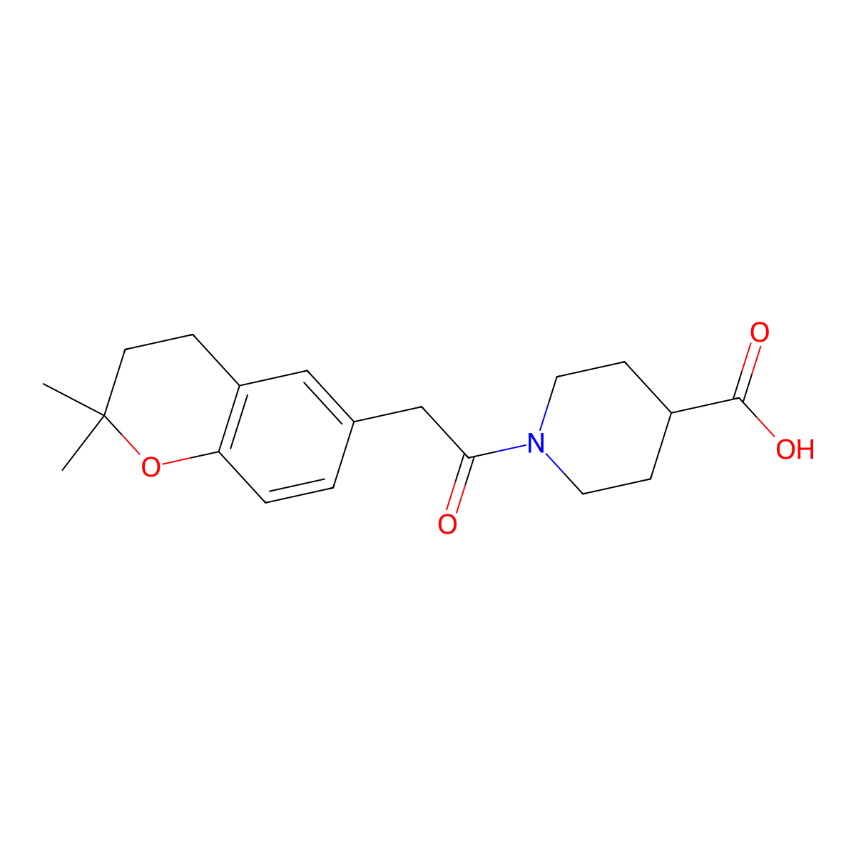 1-[(2,2-dimethyl-3,4-dihydro-2H-chromen-6-yl)acetyl]piperidine-4-carboxylic acid molecular structure, CAS 1574301-96-4