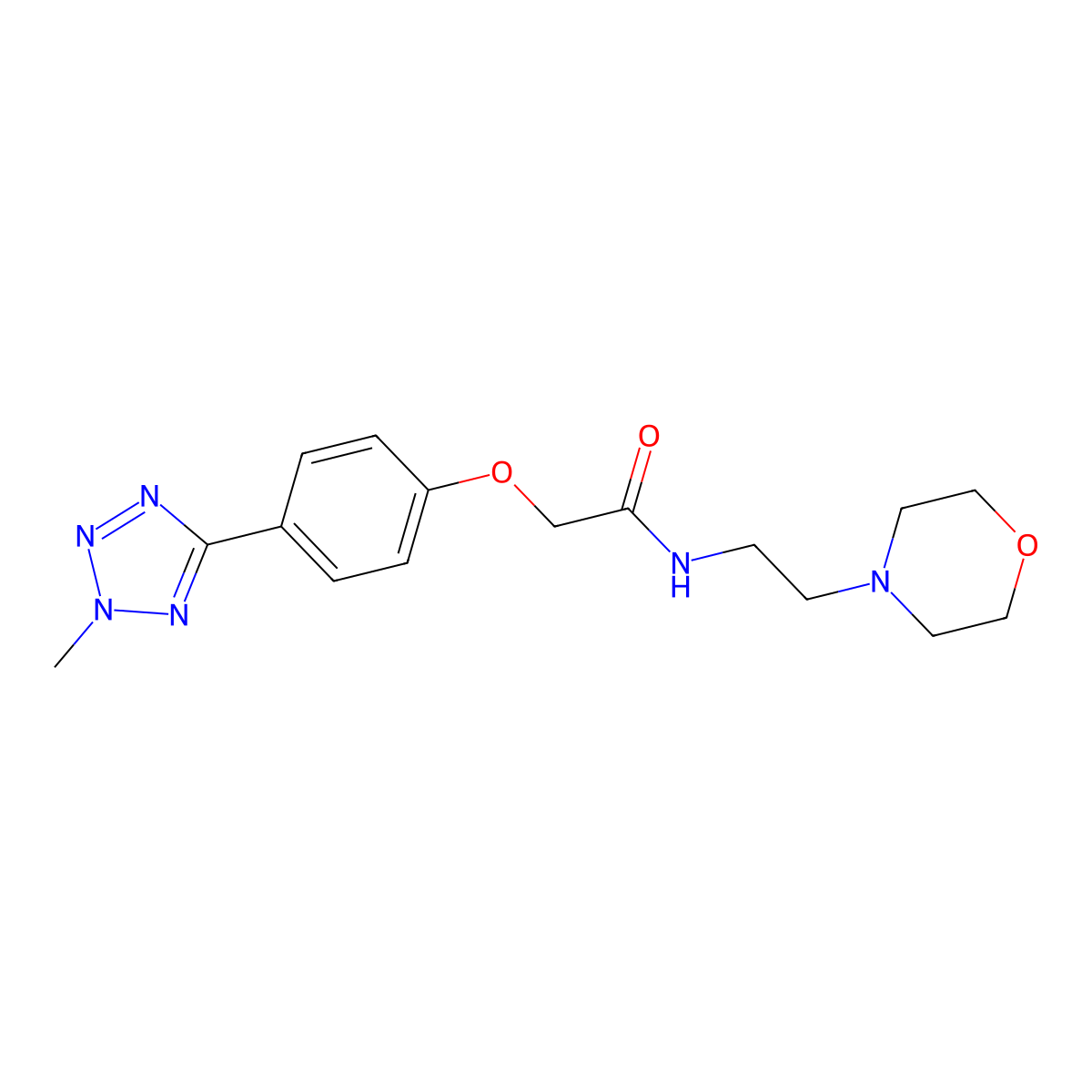 2-[4-(2-methyl-2H-tetrazol-5-yl)phenoxy]-N-[2-(morpholin-4-yl)ethyl]acetamide molecular structure, CAS 1574302-03-6