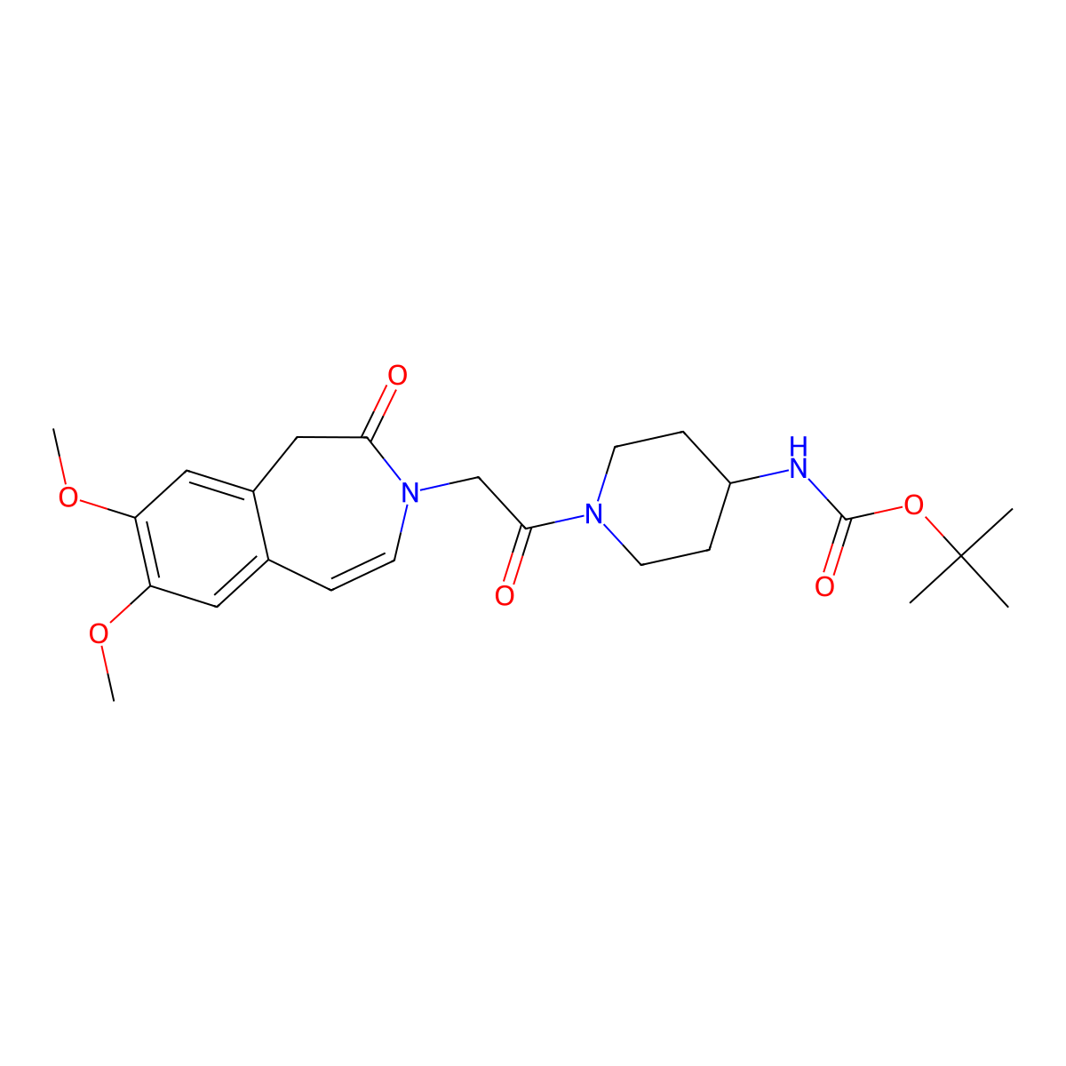 tert-butyl {1-[(7,8-dimethoxy-2-oxo-1,2-dihydro-3H-3-benzazepin-3-yl)acetyl]piperidin-4-yl}carbamate molecular structure, CAS 1574302-15-0
