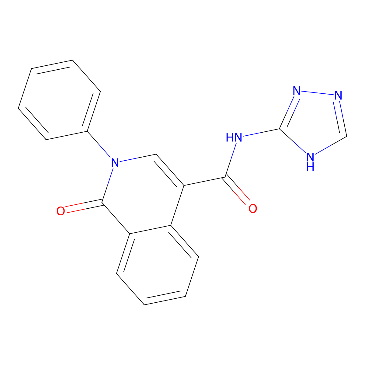 1-oxo-2-phenyl-N-(4H-1,2,4-triazol-3-yl)-1,2-dihydroisoquinoline-4-carboxamide molecular structure, CAS 1574302-17-2