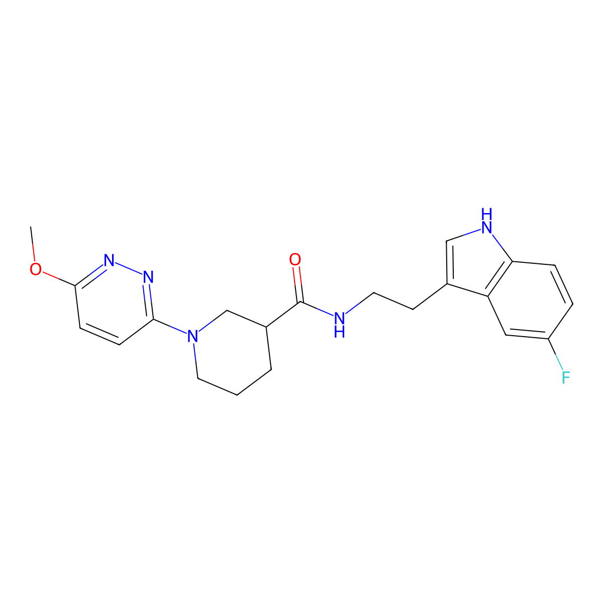 N-[2-(5-fluoro-1H-indol-3-yl)ethyl]-1-(6-methoxy-3-pyridazinyl)-3-piperidinecarboxamide molecular structure, CAS 1574302-37-6