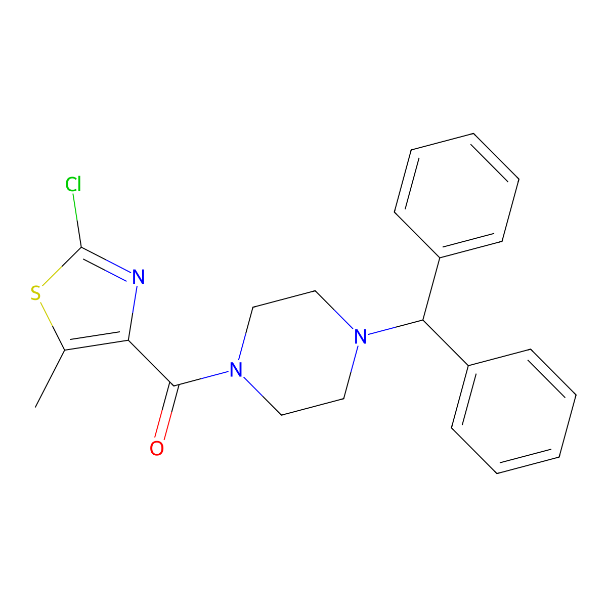 (2-Chloro-5-methyl-1,3-thiazol-4-yl)[4-(diphenylmethyl)piperazin-1-yl]methanone molecular structure, CAS 1574302-51-4