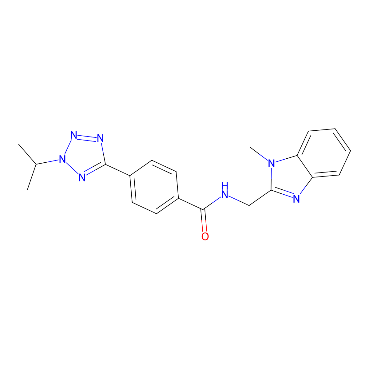 N-[(1-methyl-1H-benzimidazol-2-yl)methyl]-4-[2-(propan-2-yl)-2H-tetrazol-5-yl]benzamide molecular structure, CAS 1574302-63-8