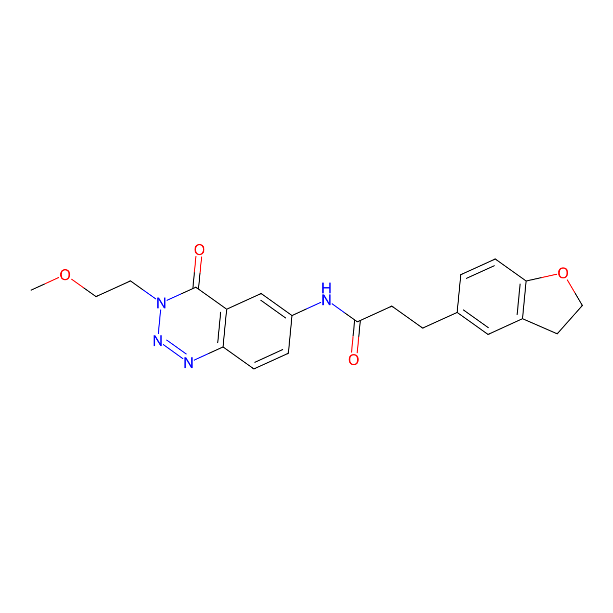 3-(2,3-dihydro-1-benzofuran-5-yl)-N-[3-(2-methoxyethyl)-4-oxo-3,4-dihydro-1,2,3-benzotriazin-6-yl]propanamide molecular structure, CAS 1574302-64-9