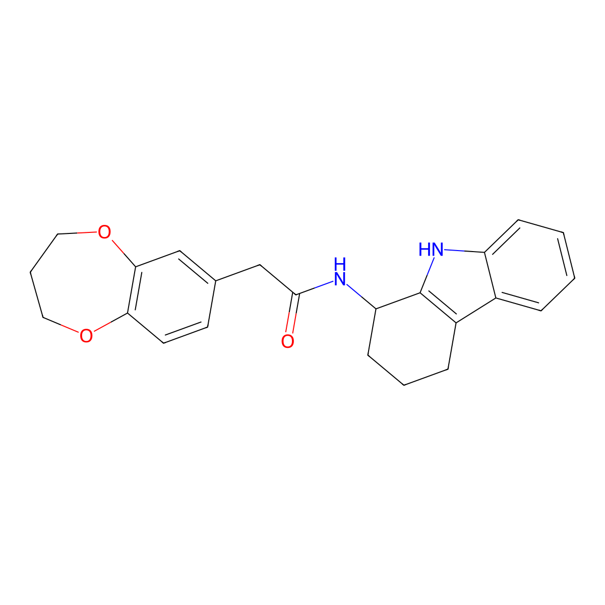 2-(3,4-dihydro-2H-1,5-benzodioxepin-7-yl)-N-(2,3,4,9-tetrahydro-1H-carbazol-1-yl)acetamide molecular structure, CAS 1574302-75-2