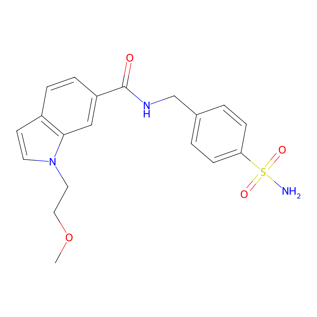 1-(2-methoxyethyl)-N-(4-sulfamoylbenzyl)-1H-indole-6-carboxamide molecular structure, CAS 1574302-84-3