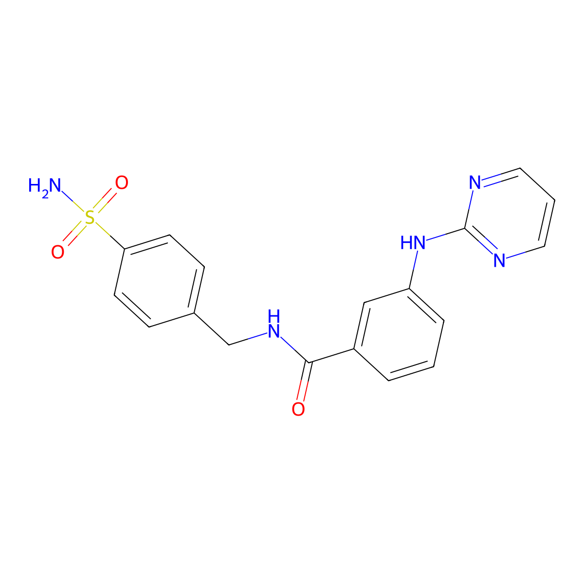 3-(pyrimidin-2-ylamino)-N-(4-sulfamoylbenzyl)benzamide molecular structure, CAS 1574303-13-1