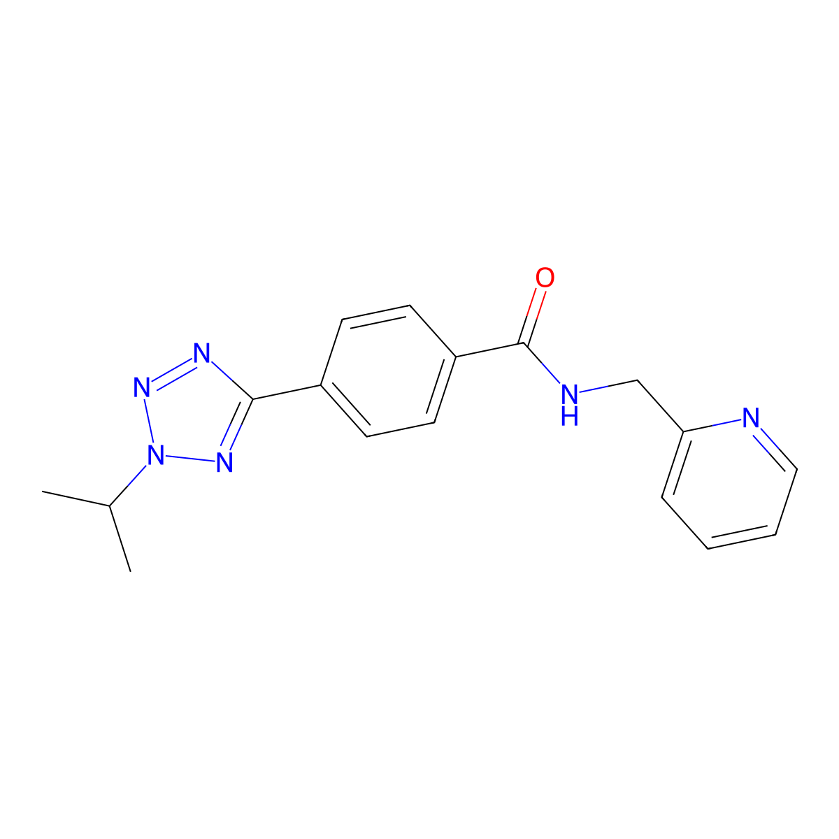 4-[2-(propan-2-yl)-2H-tetrazol-5-yl]-N-(pyridin-2-ylmethyl)benzamide molecular structure, CAS 1574303-19-7