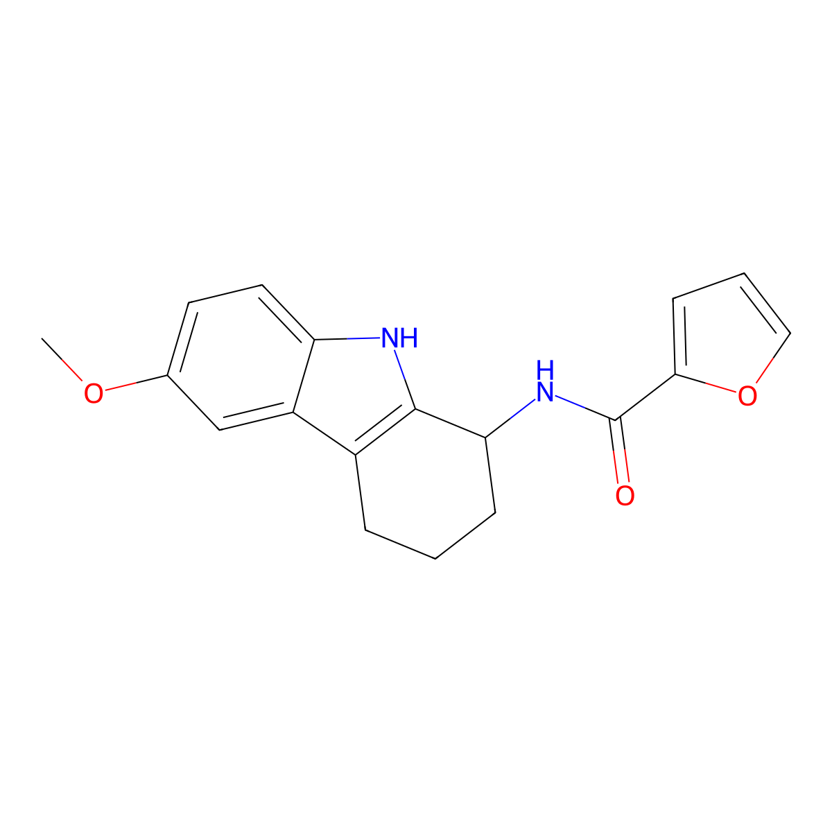 N-(6-methoxy-2,3,4,9-tetrahydro-1H-carbazol-1-yl)furan-2-carboxamide molecular structure, CAS 1574303-31-3