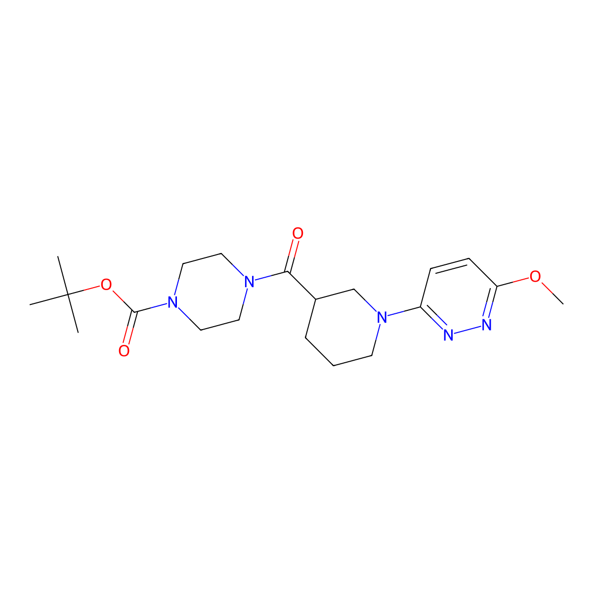 Tert-butyl 4-{[1-(6-methoxypyridazin-3-yl)piperidin-3-yl]carbonyl}piperazine-1-carboxylate molecular structure, CAS 1574303-34-6