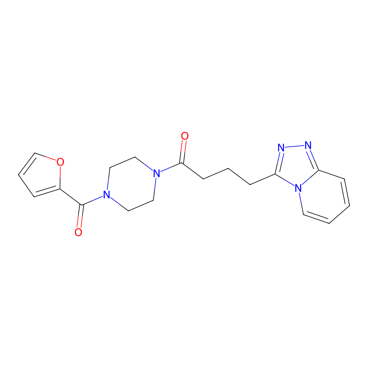 1-[4-(Furan-2-ylcarbonyl)piperazin-1-yl]-4-([1,2,4]triazolo[4,3-a]pyridin-3-yl)butan-1-one molecular structure, CAS 1574303-45-9