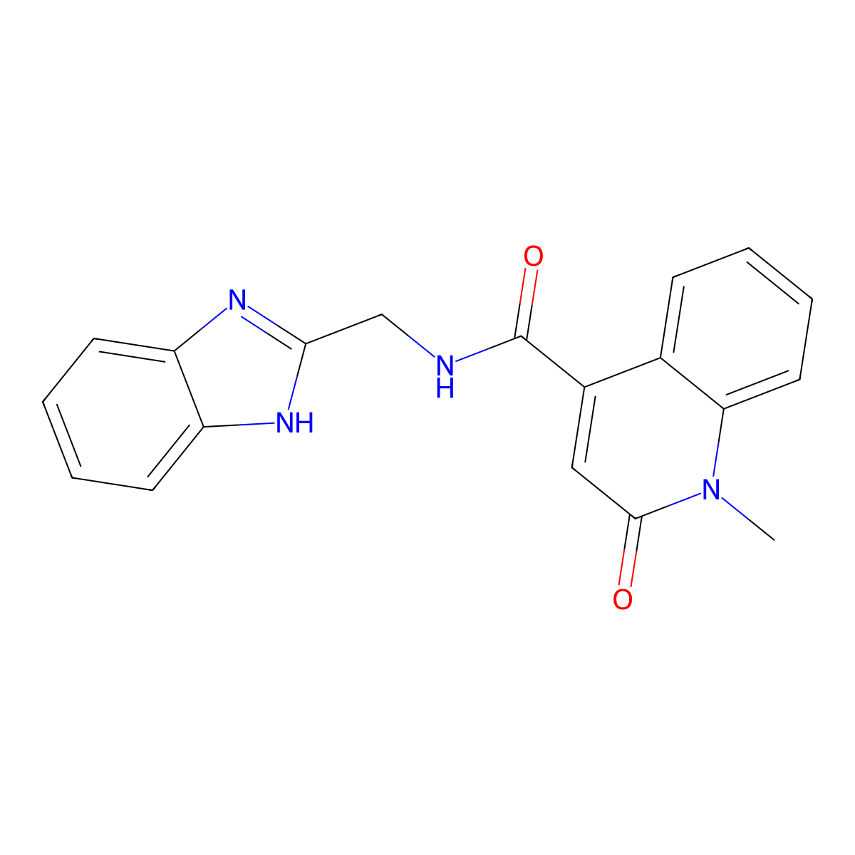 N-(1H-1,3-benzimidazol-2-ylmethyl)-1-methyl-2-oxo-1,2-dihydro-4-quinolinecarboxamide molecular structure, CAS 1574303-47-1