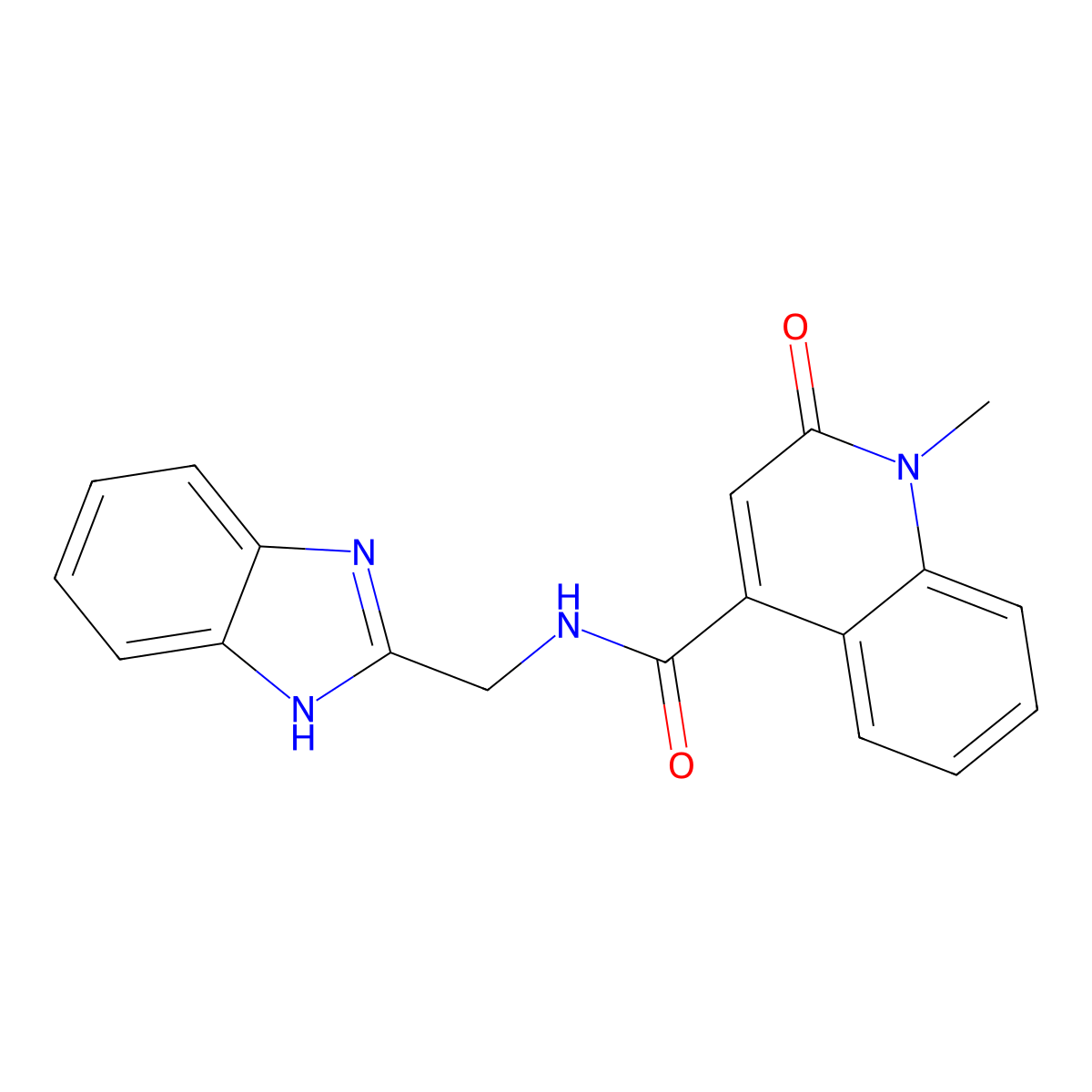 N-(1H-1,3-benzimidazol-2-ylmethyl)-1-methyl-2-oxo-1,2-dihydro-4-quinolinecarboxamide molecular structure, CAS 1574303-47-1