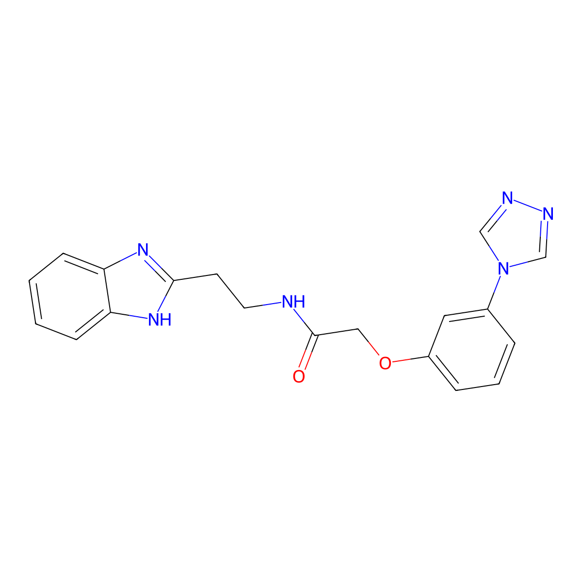N-[2-(1H-benzimidazol-2-yl)ethyl]-2-[3-(4H-1,2,4-triazol-4-yl)phenoxy]acetamide molecular structure, CAS 1574303-85-7