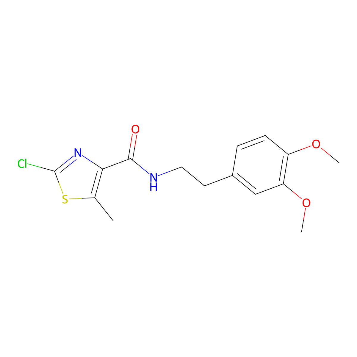 2-chloro-N-[2-(3,4-dimethoxyphenyl)ethyl]-5-methyl-1,3-thiazole-4-carboxamide molecular structure, CAS 1574304-02-1