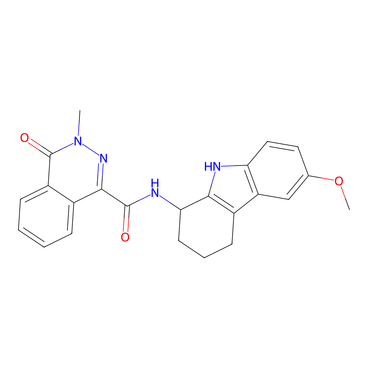 N-(6-methoxy-2,3,4,9-tetrahydro-1H-carbazol-1-yl)-3-methyl-4-oxo-3,4-dihydrophthalazine-1-carboxamide molecular structure, CAS 1574304-05-4