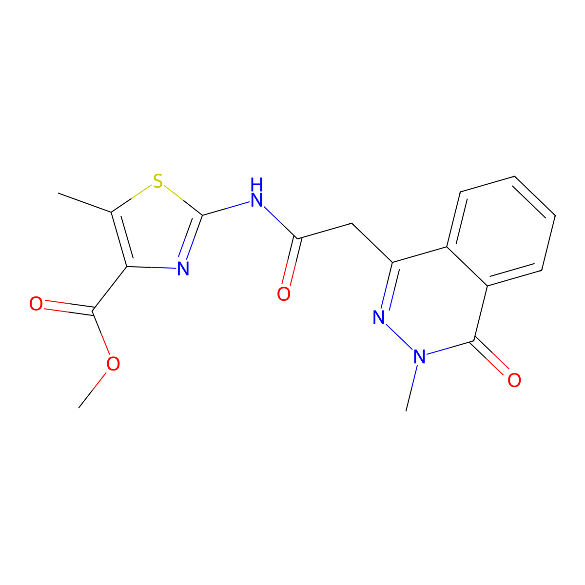 Methyl 5-methyl-2-{[(3-methyl-4-oxo-3,4-dihydrophthalazin-1-yl)acetyl]amino}-1,3-thiazole-4-carboxylate molecular structure, CAS 1574304-14-5