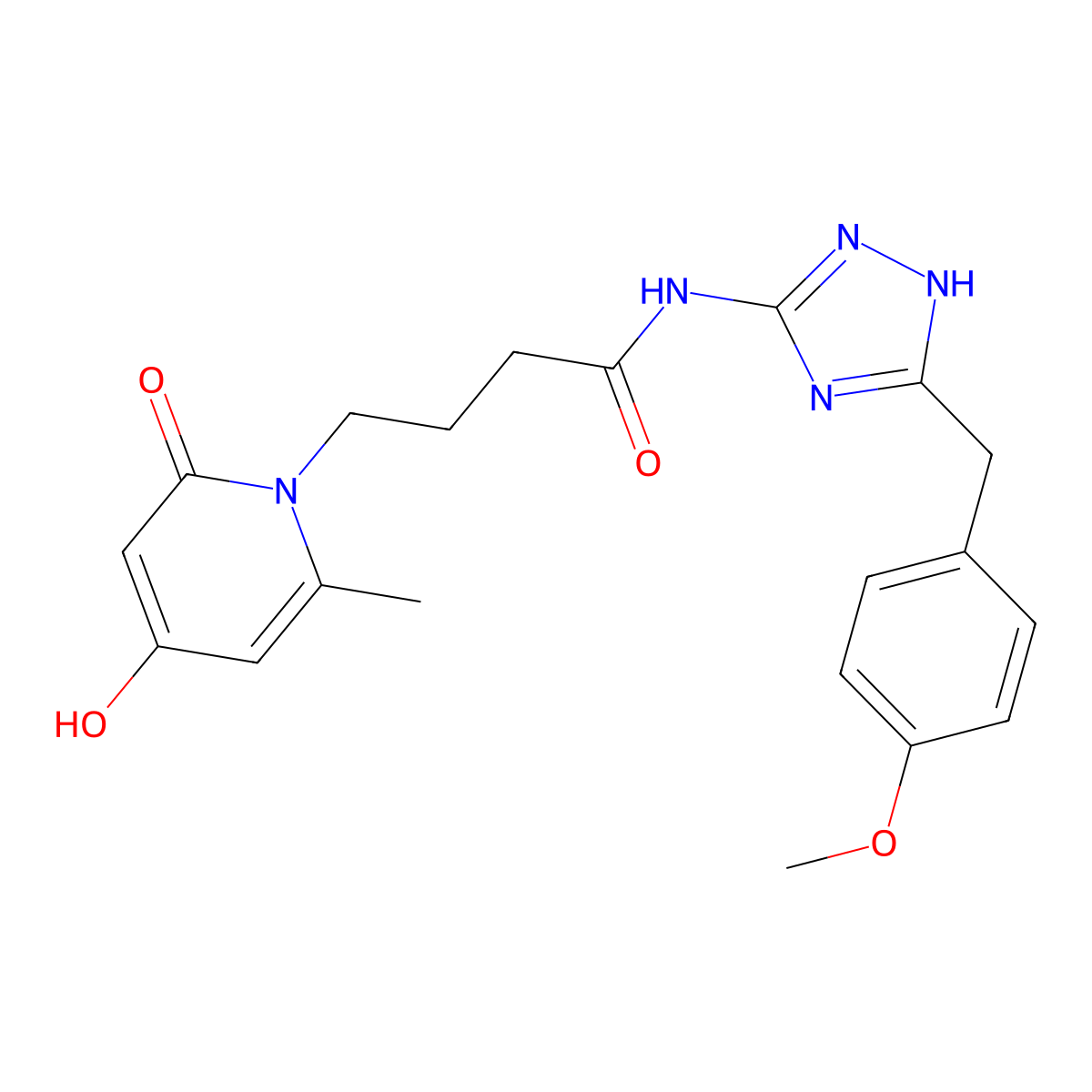4-(4-hydroxy-6-methyl-2-oxopyridin-1(2H)-yl)-N-[3-(4-methoxybenzyl)-1H-1,2,4-triazol-5-yl]butanamide molecular structure, CAS 1574306-84-5
