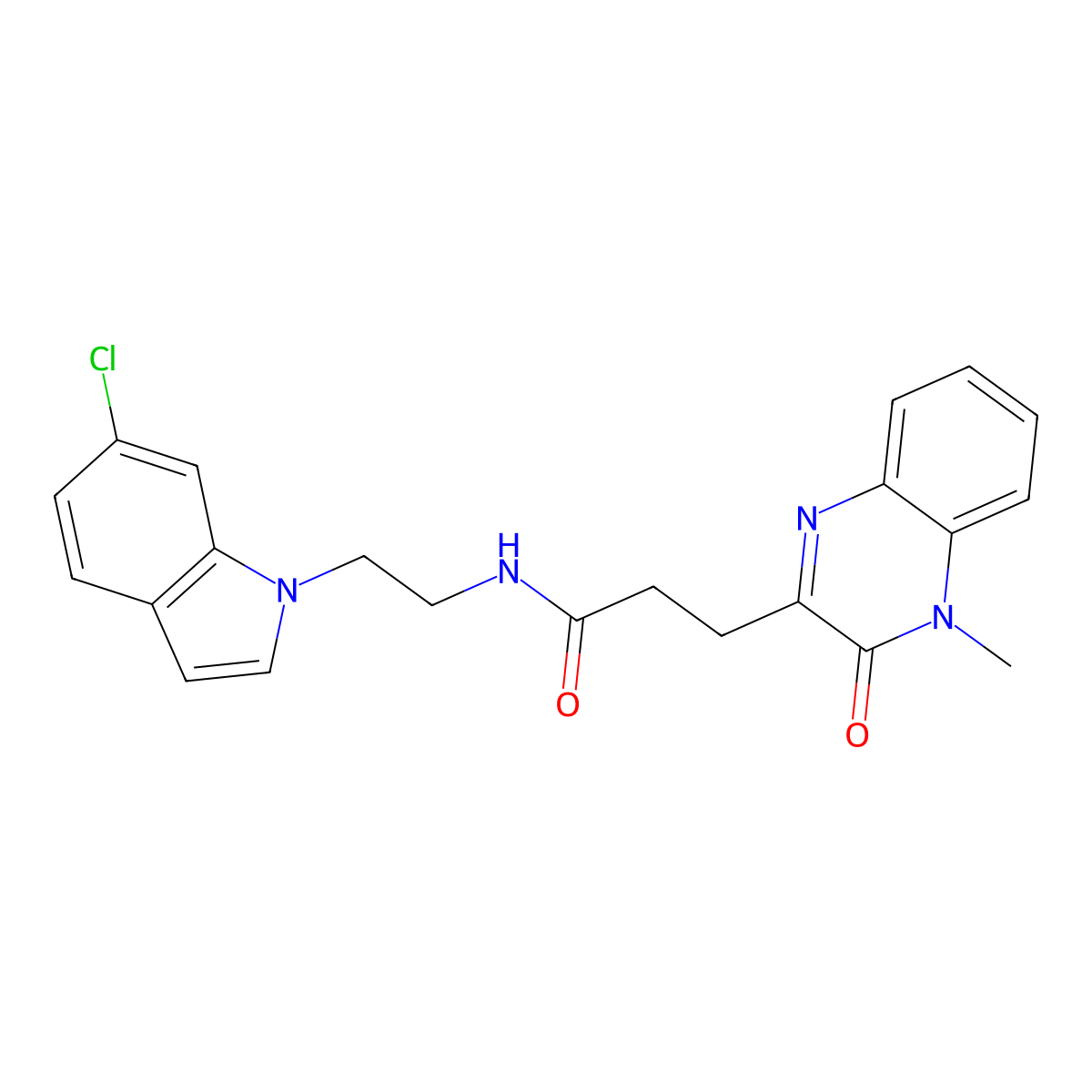 N-[2-(6-chloro-1H-indol-1-yl)ethyl]-3-(4-methyl-3-oxo-3,4-dihydroquinoxalin-2-yl)propanamide molecular structure, CAS 1574307-00-8