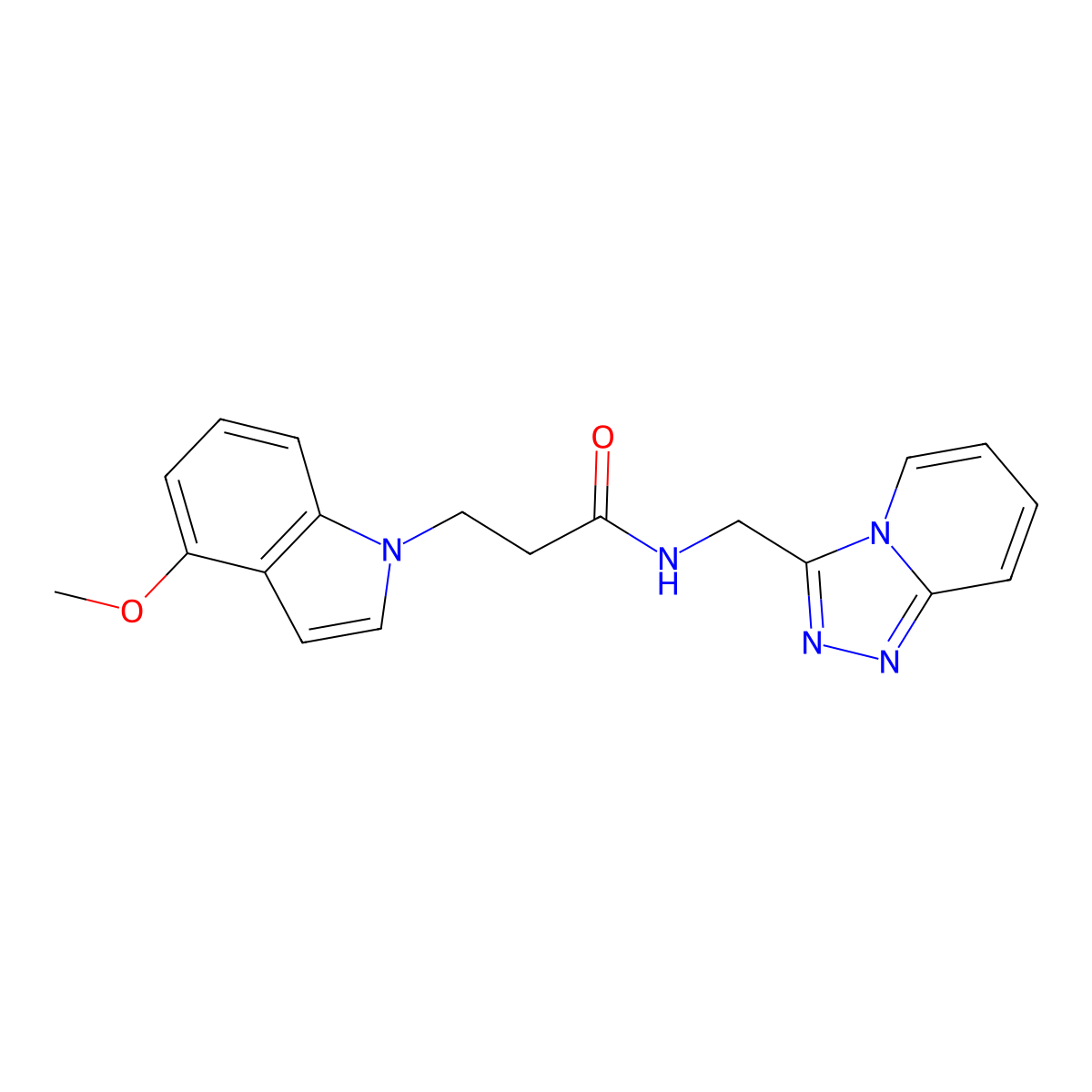 3-(4-methoxy-1H-indol-1-yl)-N-([1,2,4]triazolo[4,3-a]pyridin-3-ylmethyl)propanamide molecular structure, CAS 1574307-07-5