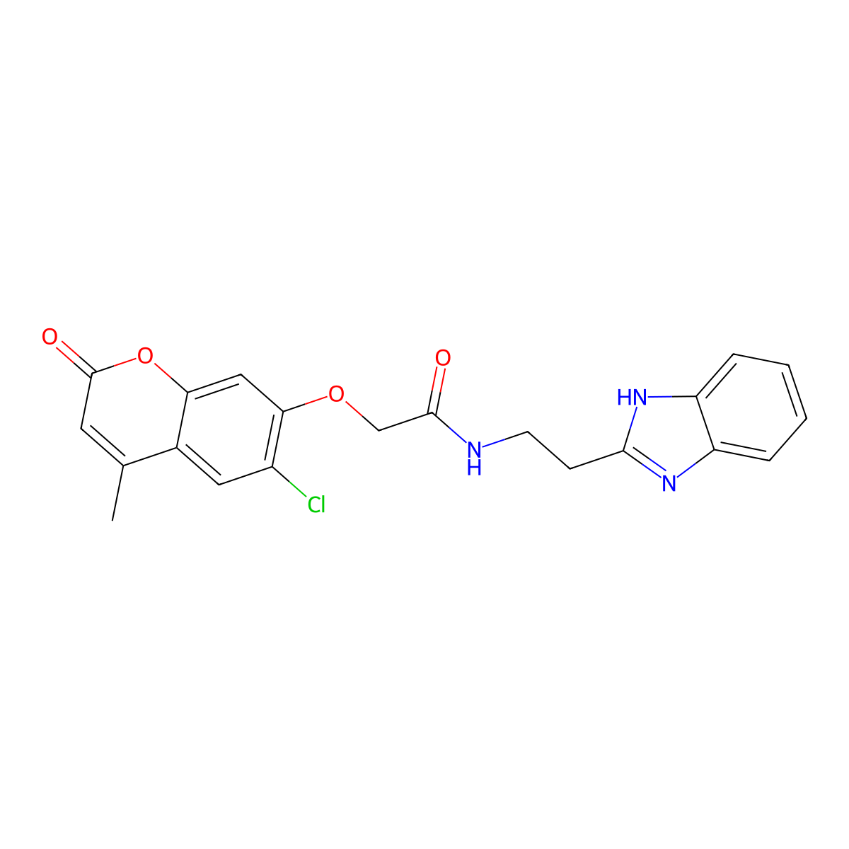 N-[2-(1H-1,3-benzimidazol-2-yl)ethyl]-2-[(6-chloro-4-methyl-2-oxo-2H-chromen-7-yl)oxy]acetamide molecular structure, CAS 1574307-20-2