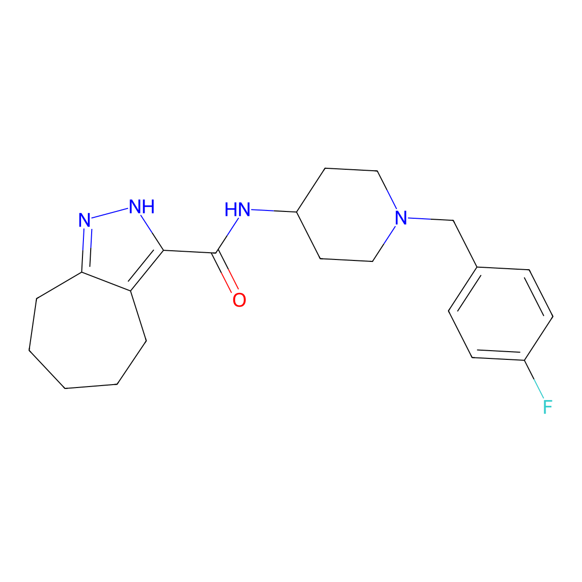 N-[1-(4-fluorobenzyl)piperidin-4-yl]-2,4,5,6,7,8-hexahydrocyclohepta[c]pyrazole-3-carboxamide molecular structure, CAS 1574307-25-7