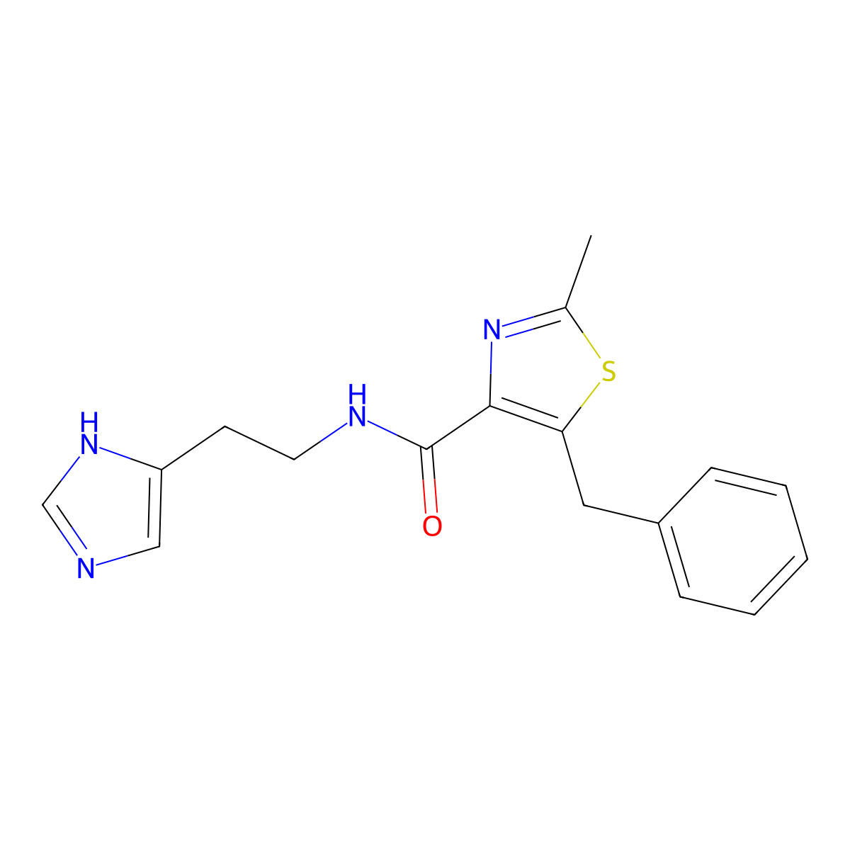5-benzyl-N-[2-(1H-imidazol-4-yl)ethyl]-2-methyl-1,3-thiazole-4-carboxamide molecular structure, CAS 1574307-32-6