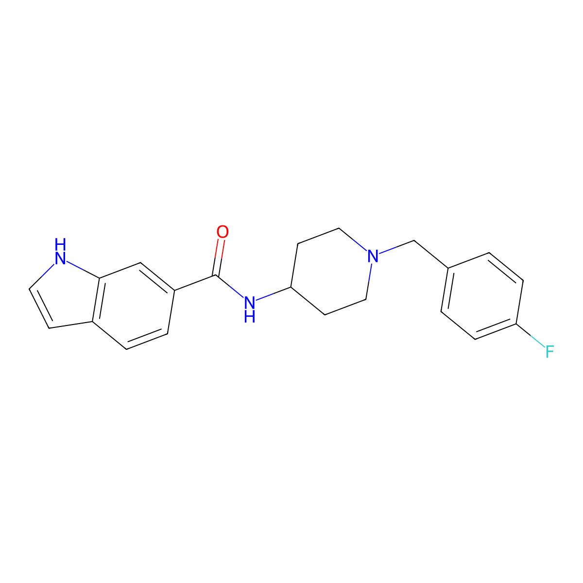 N-[1-(4-fluorobenzyl)piperidin-4-yl]-1H-indole-6-carboxamide molecular structure, CAS 1574307-33-7