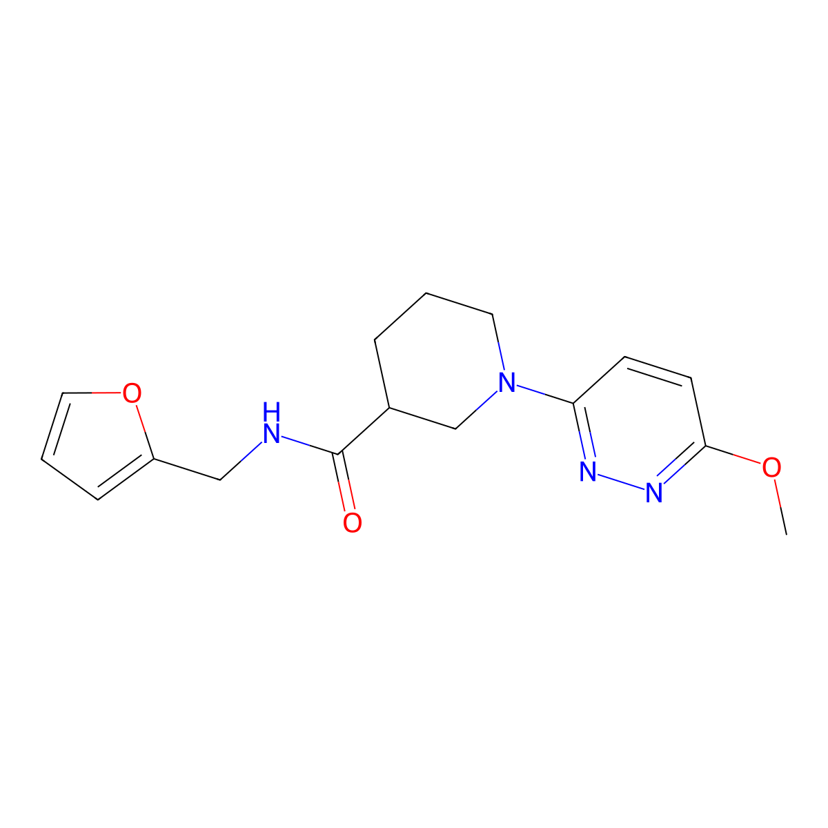 N-(furan-2-ylmethyl)-1-(6-methoxypyridazin-3-yl)piperidine-3-carboxamide molecular structure, CAS 1574307-35-9