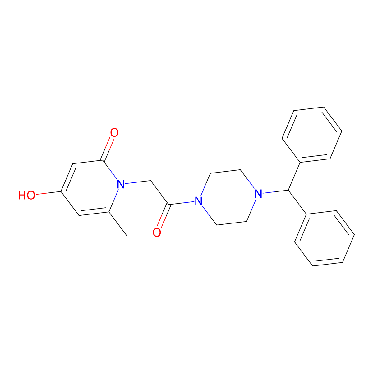 1-{2-[4-(diphenylmethyl)piperazin-1-yl]-2-oxoethyl}-4-hydroxy-6-methylpyridin-2(1H)-one molecular structure, CAS 1574307-47-3