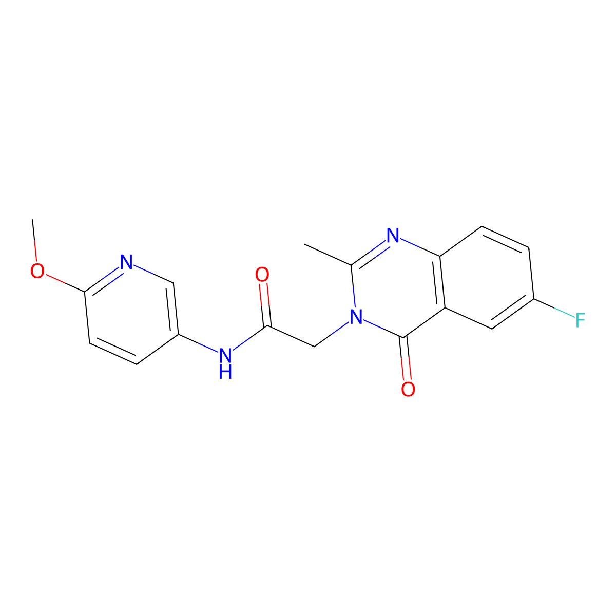 2-(6-fluoro-2-methyl-4-oxoquinazolin-3(4H)-yl)-N-(6-methoxypyridin-3-yl)acetamide molecular structure, CAS 1574307-49-5