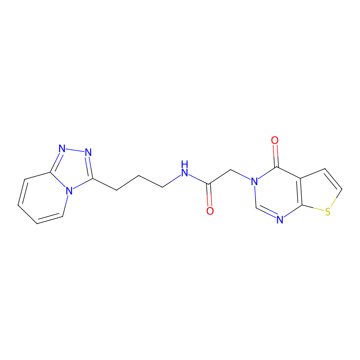 2-[4-oxothieno[2,3-d]pyrimidin-3(4H)-yl]-N-(3-[1,2,4]triazolo[4,3-a]pyridin-3-ylpropyl)acetamide molecular structure, CAS 1574307-51-9