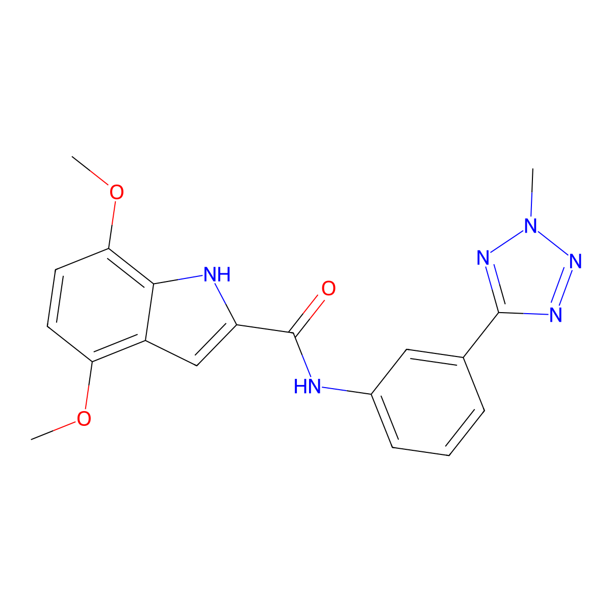 4,7-dimethoxy-N-[3-(2-methyl-2H-tetrazol-5-yl)phenyl]-1H-indole-2-carboxamide molecular structure, CAS 1574307-57-5