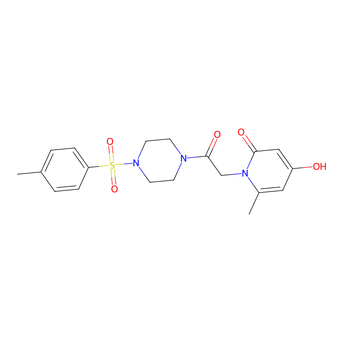 4-hydroxy-6-methyl-1-(2-{4-[(4-methylphenyl)sulfonyl]piperazin-1-yl}-2-oxoethyl)pyridin-2(1H)-one molecular structure, CAS 1574307-89-3