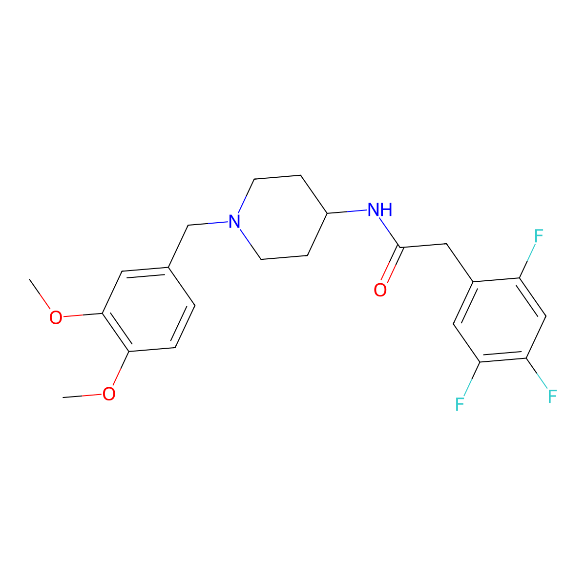 N-[1-(3,4-dimethoxybenzyl)piperidin-4-yl]-2-(2,4,5-trifluorophenyl)acetamide molecular structure, CAS 1574307-90-6