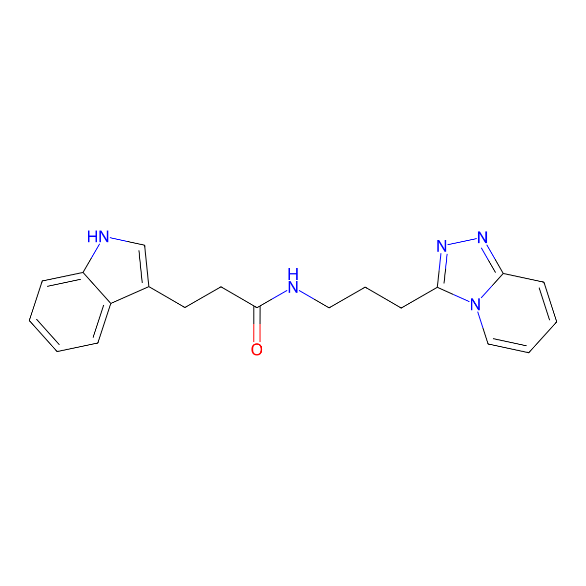 3-(1H-indol-3-yl)-N-[3-([1,2,4]triazolo[4,3-a]pyridin-3-yl)propyl]propanamide molecular structure, CAS 1574307-91-7
